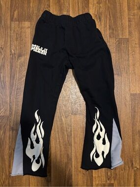 Unisex Black Flame Graphic Sweatpants
